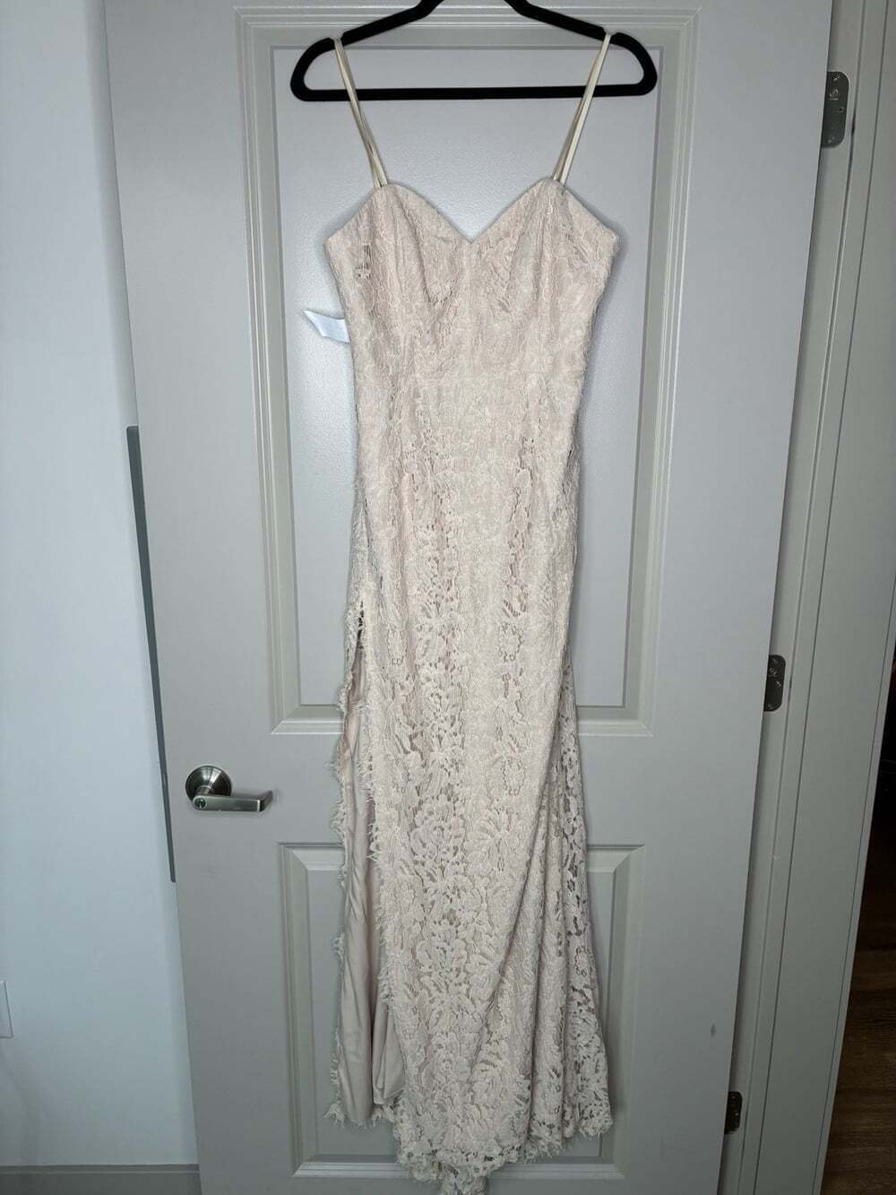 Fame and Partners NWT BHLDN Lace Maxi Dress in Sand Size 10 Slit Strapless